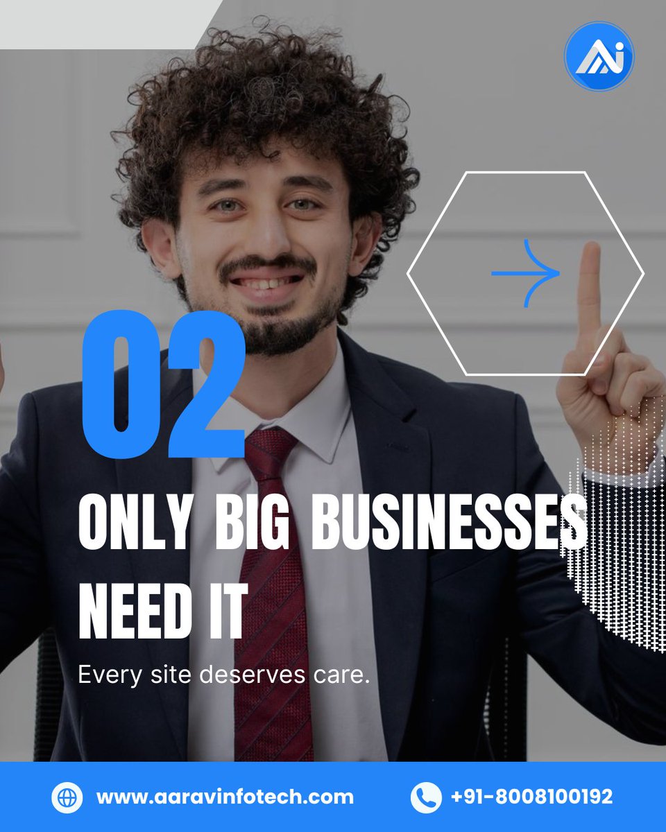 aaravinfotech's tweet image. A slow website isn’t just bad UX - it’s lost revenue. 
Let’s bust the 3 biggest myths about website maintenance:

1️⃣ It’s a one-time task
2️⃣ Only big brands need it
3️⃣ It’s too costlyTruth: Maintenance = Speed, Security &amp;amp; Success. 

#WebsiteMaintenance #SEO #WebPerformance