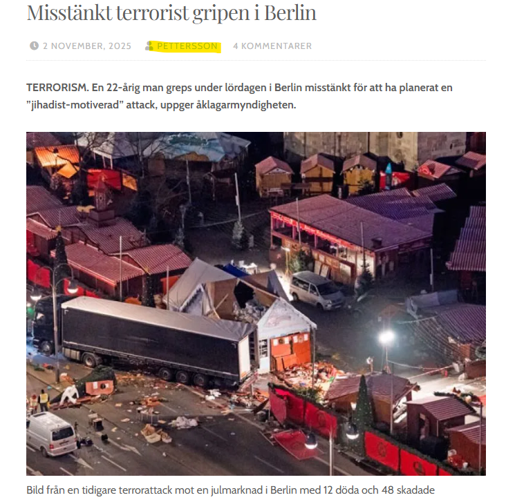 Stort_allvar's tweet image. Avdelningen för nyheter som &quot;oberoende&quot; SVT råkat missa:
&quot;Mannen, som är från Syrien, greps i stadsdelen Neukölln i södra Berlin.

Polisens insatsstyrka har slagit till mot tre adresser i staden, rapporterar Bild. Under husrannsakan hittades material för att tillverka bomber,…