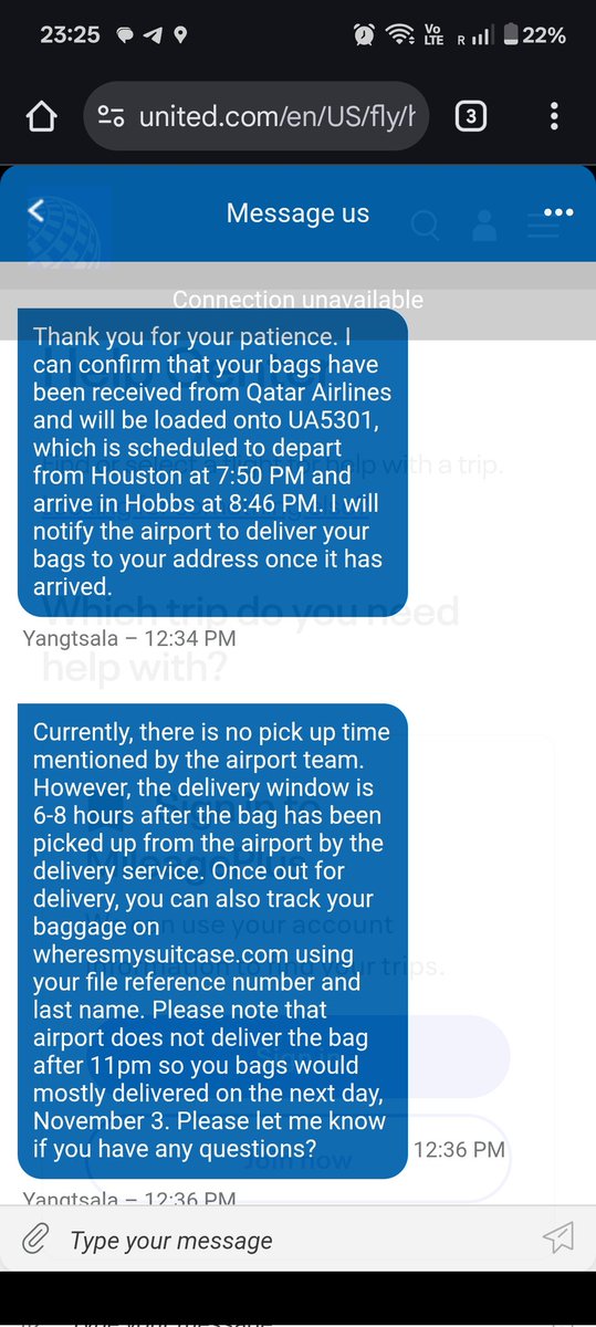 factestvia's tweet photo. @united @qatarairways @AirportsHouston Finally got my luggage! Huge thanks to @united for the constant follow-ups. Special shoutout to Yangtsala &amp; Tovika for taking ownership when no one else did. Kudos to the Houston baggage team — the invisible heroes! 🧳💪 https://t.co/3nlSN8e1FX
