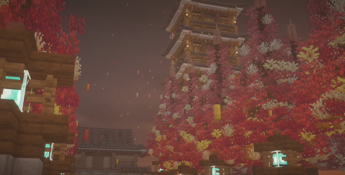 yuuConanv's tweet image. ＃建築カレンダー で作らせていただいた建築が紹介されてよかった!!
別視点の写真もあるので、見てくれるとありがたいです。
#夜空の冬 　#Minecraftbuilds 　＃Minecraft