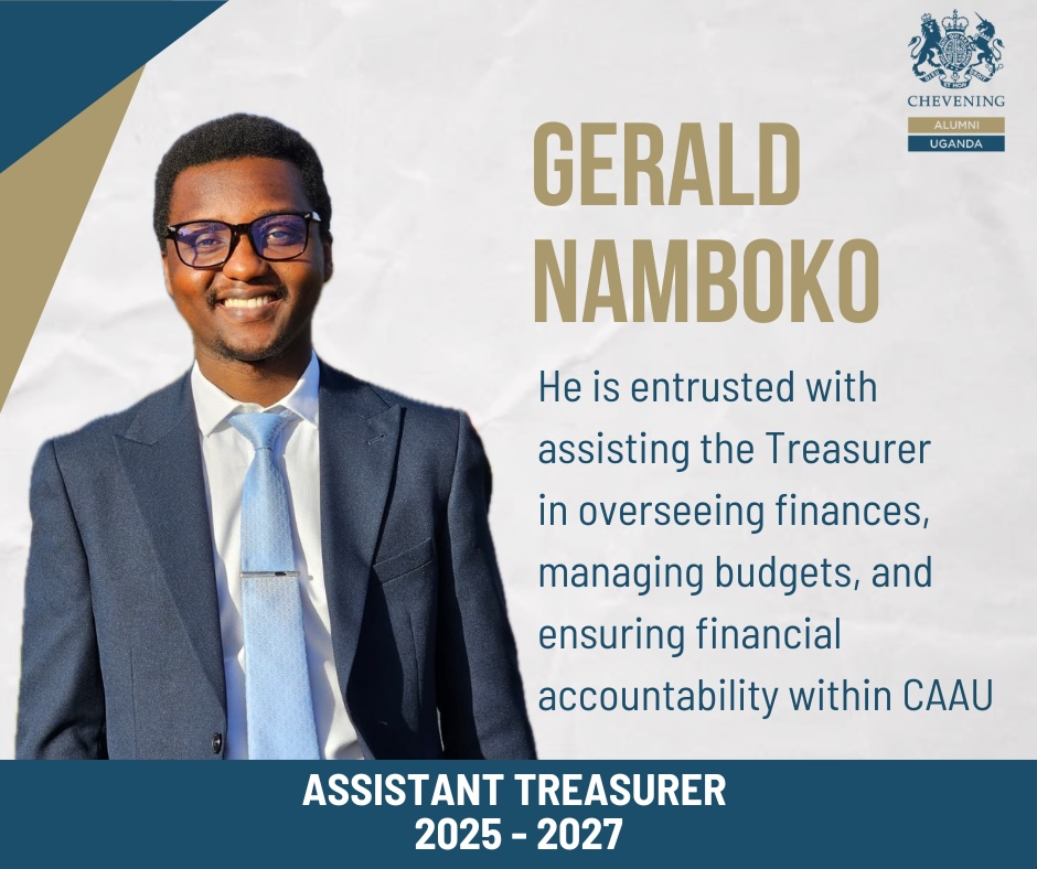 CheveningUganda's tweet image. We are proud to introduce Gerald Namboko (@BoboKutosi) as our Assistant Treasurer. 

Mr Namboko will assist the Treasurer in overseeing finances, managing budgets, and ensuring accountability within our association. 

Welcome to our leadership team, Mr Namboko.