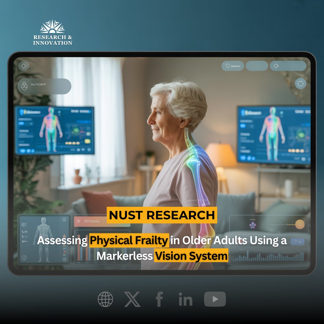 Research_NUST's tweet image. Dr. Khawaja Fahad Iqbal #NUST in collab with @juntendo1838 developed an #AI-driven system using #computervision &amp;amp; #machinelearning to assess physical #frailty among older adults, providing a real-time, unbiased, scalable #health monitoring. @AI_MDPI #NUSTResearch…