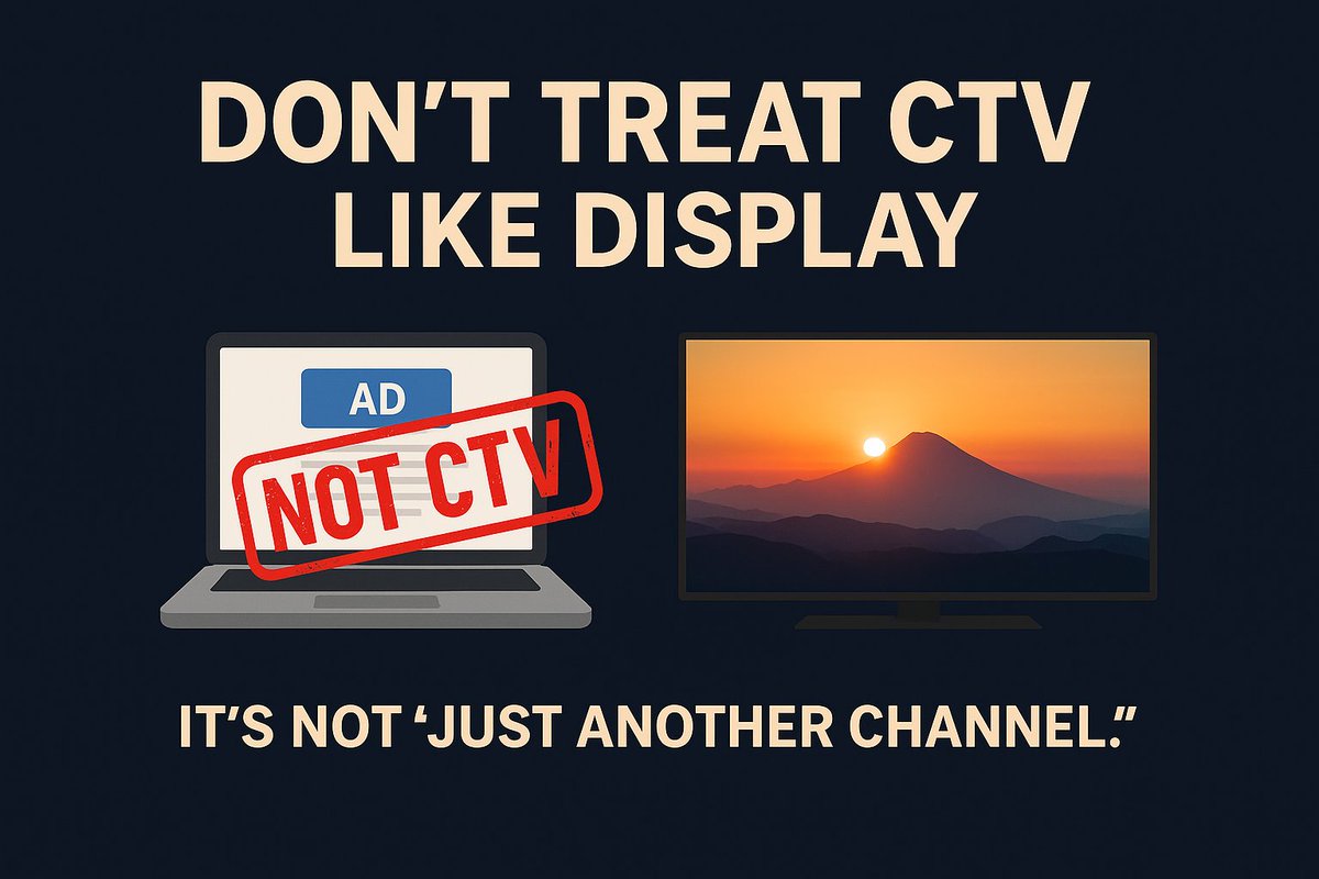 101Programmatic's tweet image. Don&apos;t treat CTV as a standard display/video web campaign.

When activating CTV, many people make mistakes - especially those with a PPC background.

1. Running an open-market campaign - if you target the open market, you’ll likely end up serving ads on FAST channels with massive…