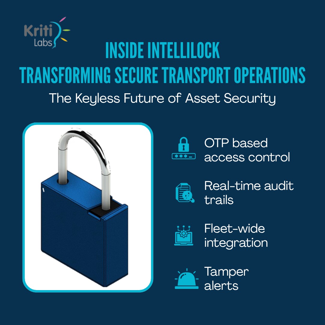 kritilabstech's tweet image. Reimagining transport security with #Intellilock by KritiLabs.
Keyless, smart, and secure:
✅ OTP-based access
✅ Real-time audit trails
✅ Fleet-wide integration
✅ Tamper alerts

#technology #IoT #Logistics #SupplyChain #SmartSecurity