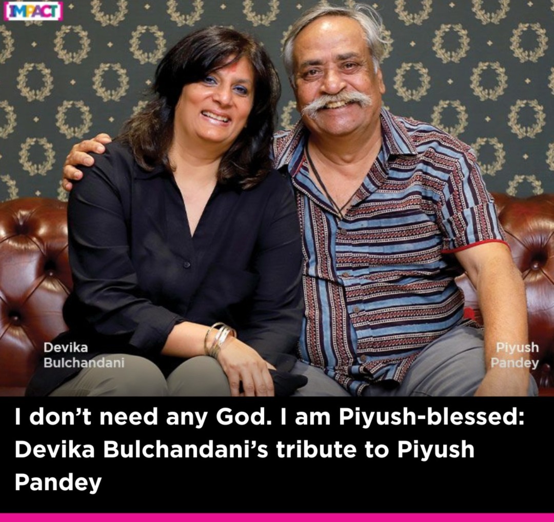 IMPACT_onnet's tweet image. Devika Bulchandani, COO at @WPP honours her mentor Piyush Pandey with an emotional tribute, calling herself “Piyush-blessed” in remembrance of the legendary adman.

Read more on - impactonnet.com/more-from-impa…

#DevikaBulchandani #PiyushPandey #AdvertisingLegend #Tribute #AdIndustry