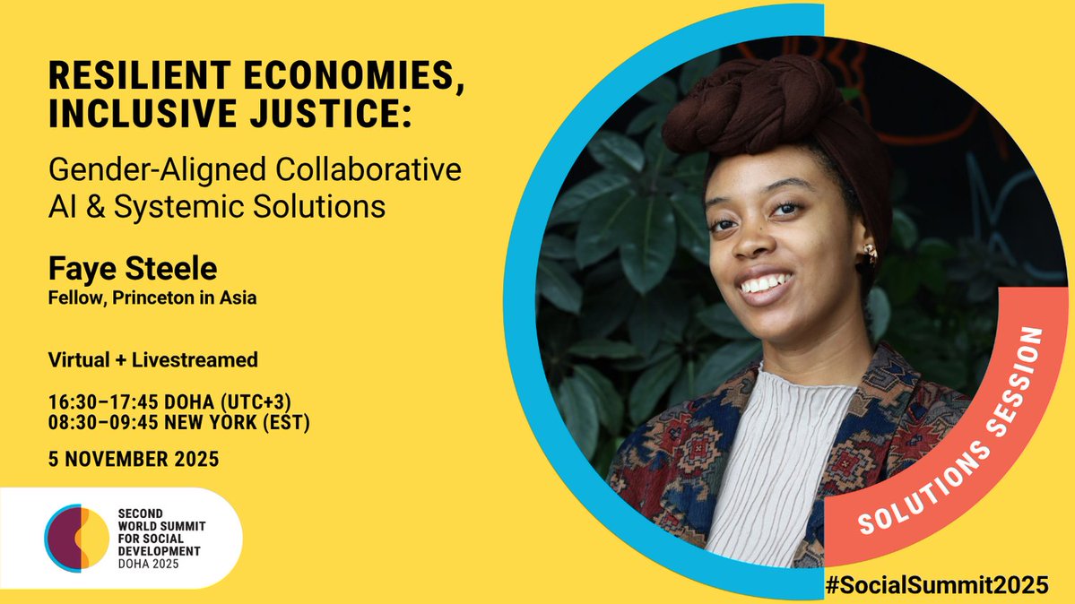 woyacentral's tweet image. Speaker Spotlight: Faye Steele — Sustainability Strategy &amp;amp; Engagement Professional | Speaker, WSSD2 Doha 2025
🔗 Register: woyacentral.com/event

#SocialSummit2025 #WOYA #CollaborativeAI #FinancialJustice #Sustainability #Inclusion #SystemsChange #AI