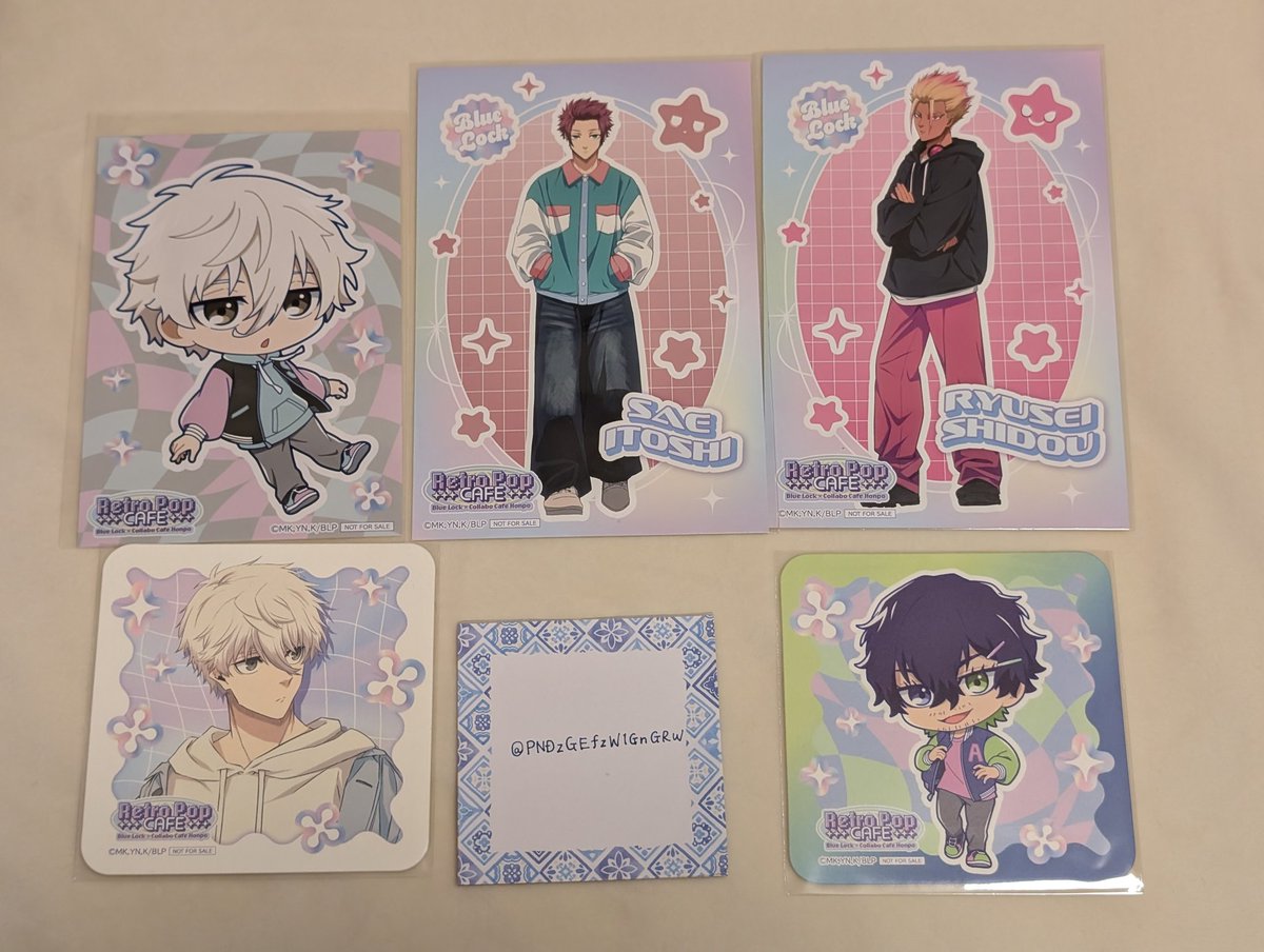 【交換募集】ブルーロック　コラボカフェ本舗

フードノベルティブロマイド
譲：凪(後半SD)
求：凛(後半等身)or千切(後半SD)

ドリンクノベルティコースター
譲：愛空(前半SD)、凪(後半等身)
求：凛(前半等身、後半SD 各1)

イラストカード(冴、士道)との交換も可
郵送にて
お気軽にお声掛けください。