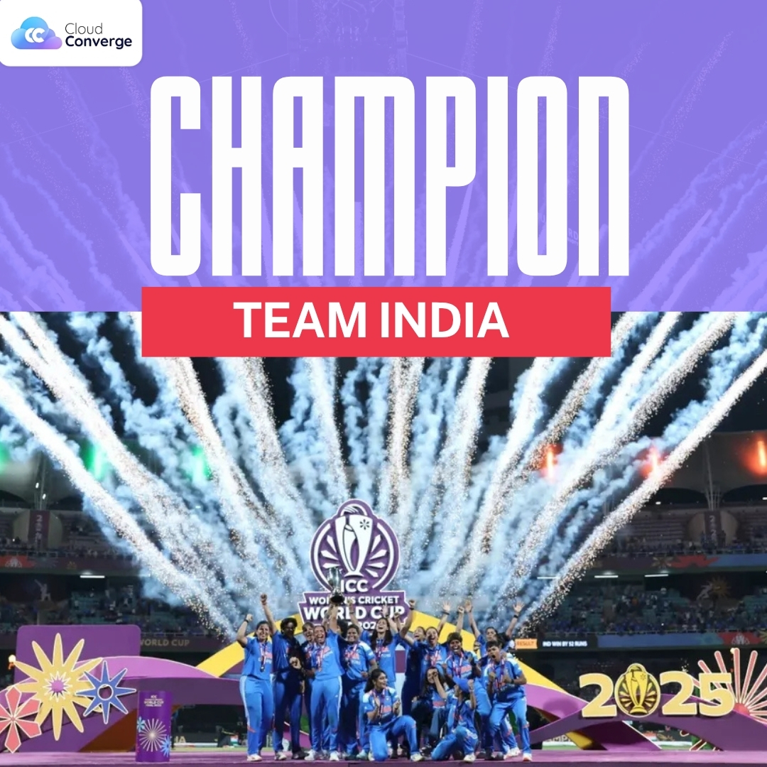 CloudConvergeIO's tweet image. Cloud Converge congratulates Team India on their incredible Women’s World Cup victory!

What a proud moment for Indian sport. This win is a testament to hard work, teamwork, and belief. 

#CloudConverge #WomensWorldCup #TeamIndia #Champions #IndianCricket #ProudMoment