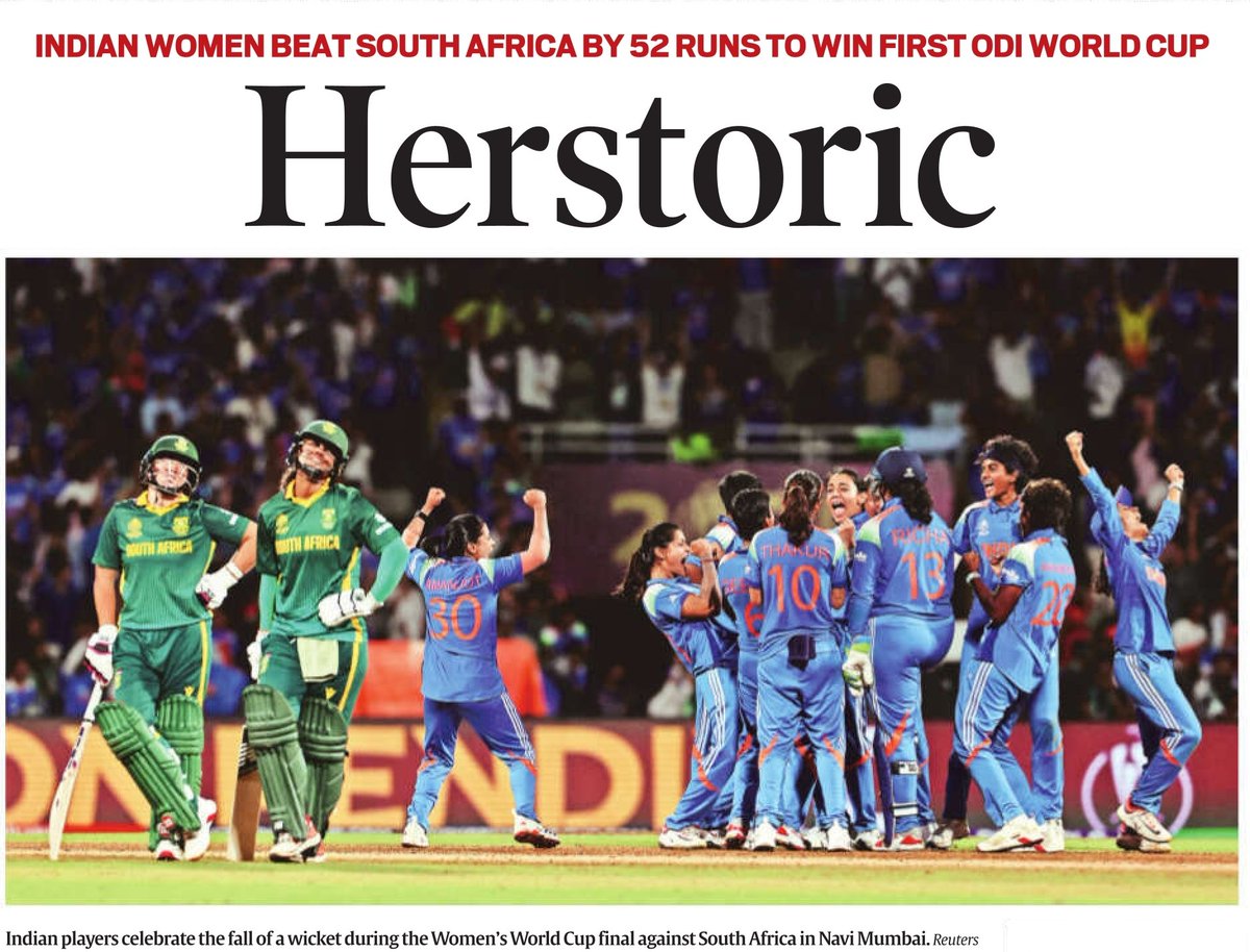 YeDesHaiMera's tweet image. What a splendid performance! Indian daughters have truly made us proud by lifting the Cricket World Cup. Women have traditionally been kept away from athletic pursuits by biological myths and decadent social norms. Even simple acts like running were once deemed shameful. This win…