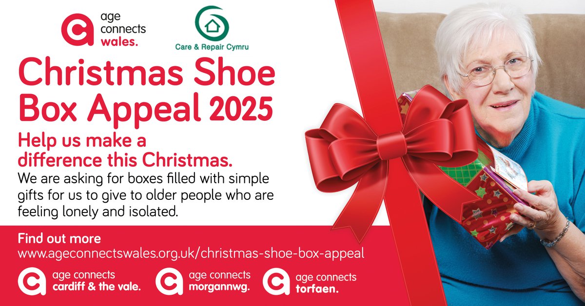For many people Christmas is a wonderful time, but for others it can be a difficult period, especially for those feeling lonely. Every Christmas we team up with <a href="/CRCymru/">Care & Repair Cymru</a> to urge the public to help us make a difference.
Get involved...
ageconnectswales.org.uk/christmas-shoe…
#shoeboxappeal