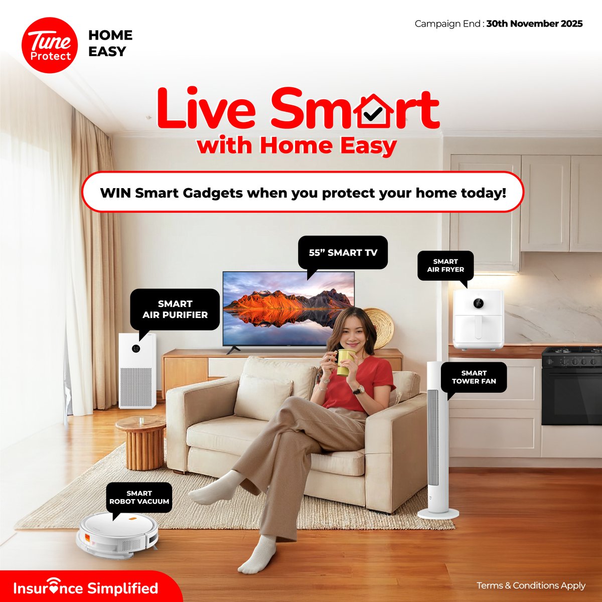 Smart protection, Inside &amp; Out! 💫 
Get Home Easy Insurance and automatically enter to WIN smart home devices, including a 55” Smart TV! 

Read the blog for full details: 🔗 tuneprotect.blog/post/live-smar…

Ends 30/11. T&amp;C Apply.

#TuneProtect #HomeInsurance #SmartTV #Win