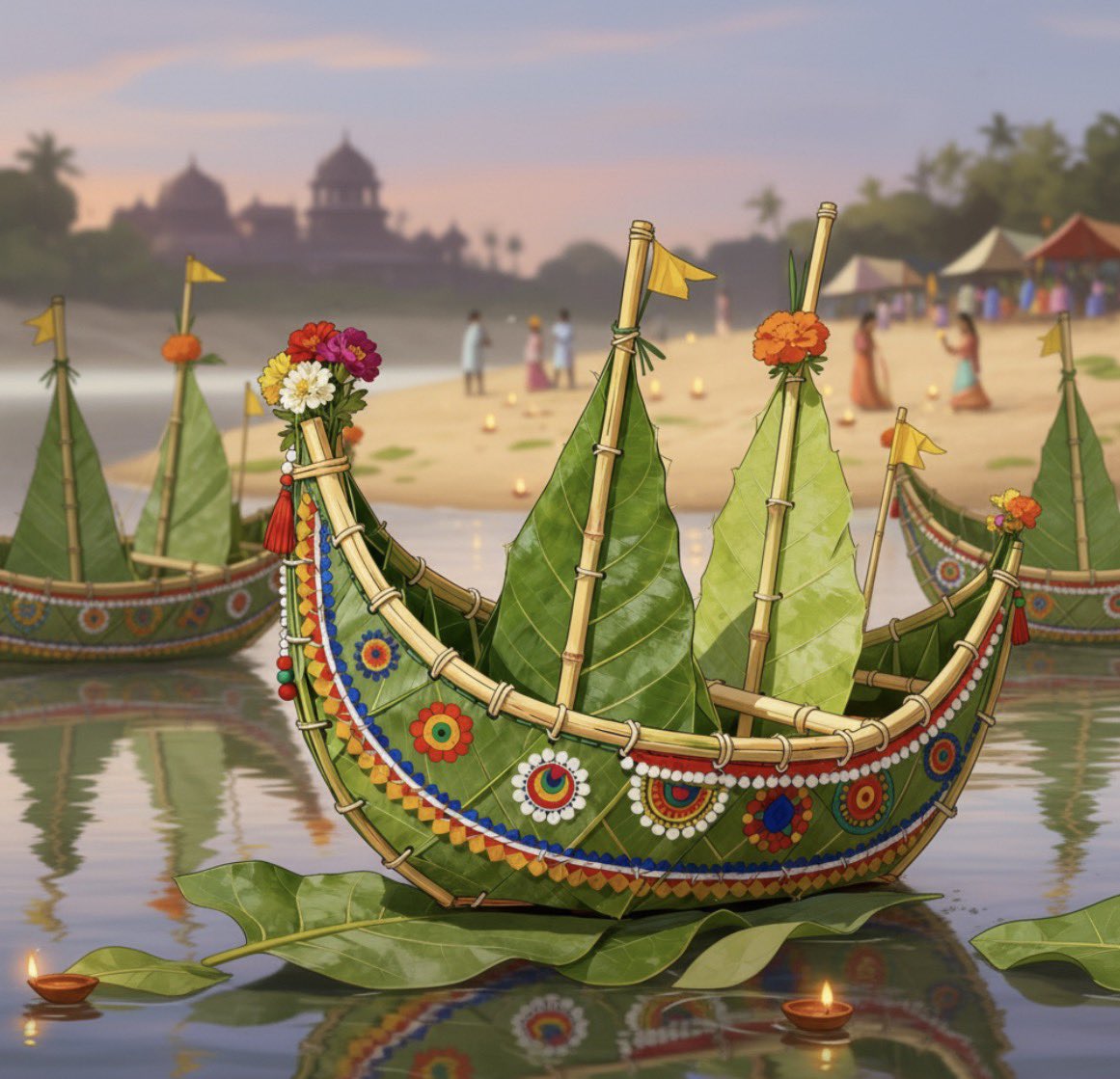 manas_muduli's tweet image. On this year’s #BaliJatra, 25,000 eco-friendly boitas(boats) made from sal leaves, handcrafted by tribal artisans of Mayurbhanj, will be released into the river. 

This symbolic act celebrates harmony between culture, community and the environment.

#MaritimeHeritage #Odisha