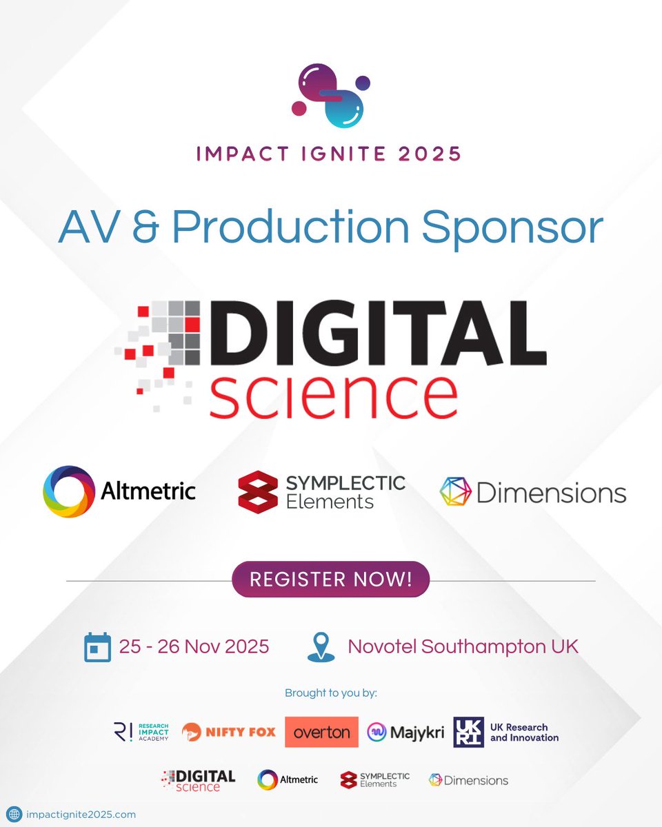 Digital Science is a pioneering technology company that’s transforming the way research is discovered, managed, and measured. 

Visit their website to learn more: digital-science.com

#ImpactIgnite2025