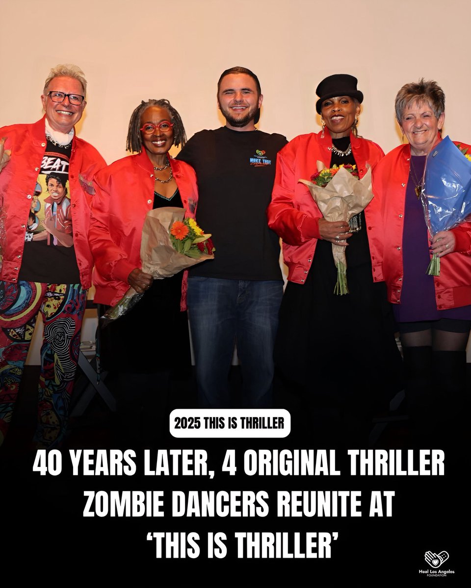 heallafdn's tweet image. There’s something special about special teams that make history together. 

The Thriller zombie dancers reminds us that time can pass, but the bond of artistry, friendship, and legacy still shines 40 years later 🫶

Thank you Casey, Lorraine, Karen, and Vincent!