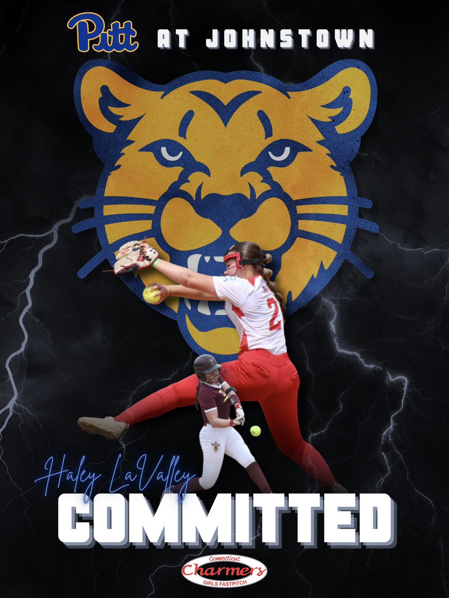 The Connecticut Charmers are proud to announce that Haley LaValley has committed to play DII softball at University of Pittsburg at Johnstown. Go Mountain Cats!