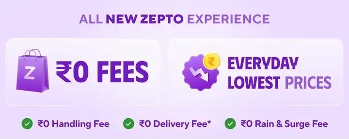 zepto removed all the extra fees lessgo 🚀