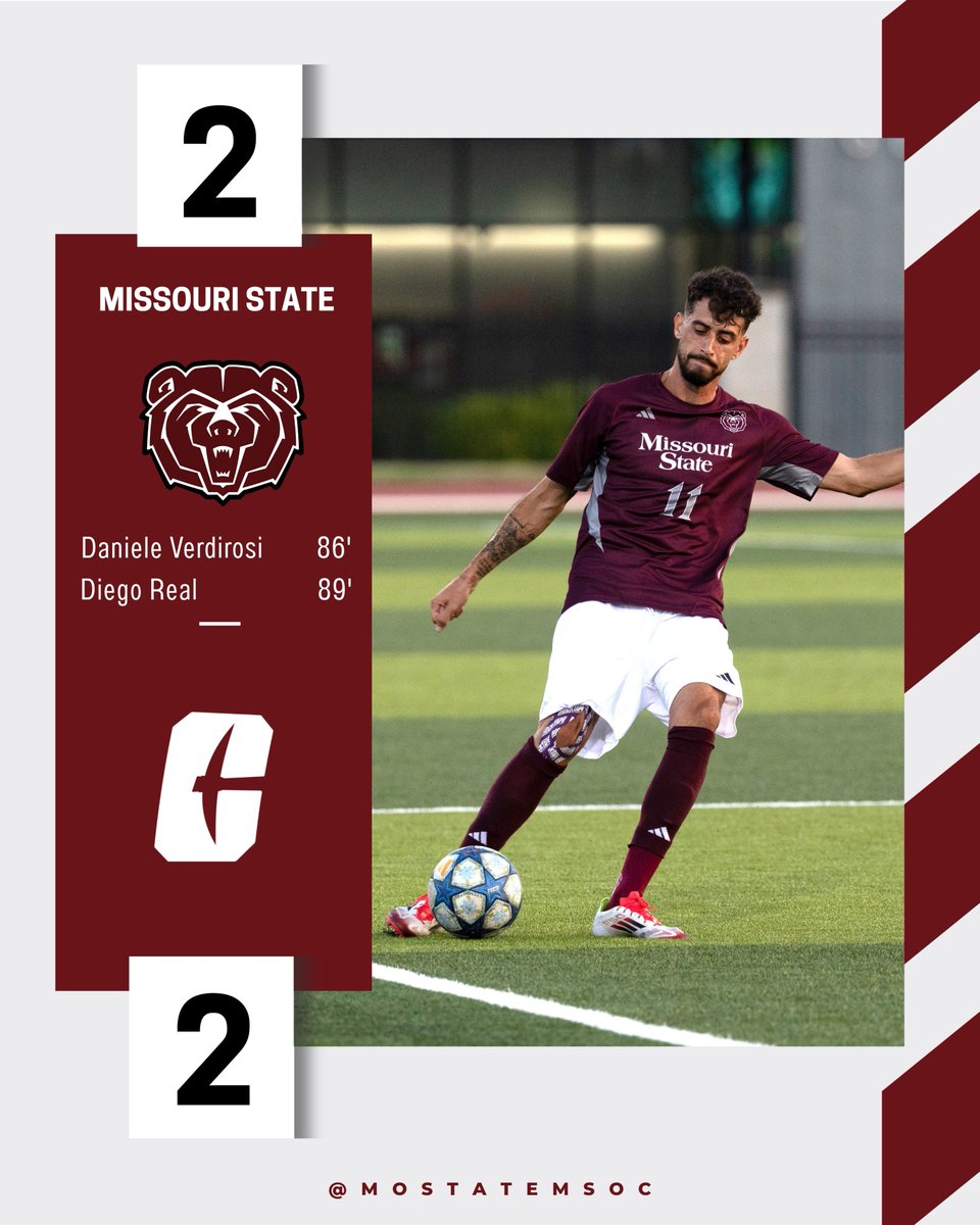 MoStateMSOC's tweet image. TIE 🐻

The Bears pull off a come-back by scoring two goals in the last four minutes to tie with Charlotte, 2-2.

#GoBears | #4Outs | #WeAreMoState
