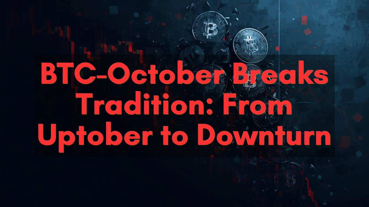 HumanMachineAI1's tweet image. 比特币十月跌至负值，BNB 交易活跃度飙升。

七年来，比特币首次在十月（交易员曾称之为“Uptober”）收跌。与此同时，得益于“模因币”热潮，BNB Chain 表现火爆。

1/ 比特币在十月下跌超过 10%，创下自 2017 年以来首个“Uptober”负值月份。

与特朗普对华贸易战和美联储新一轮降息相关的 200…