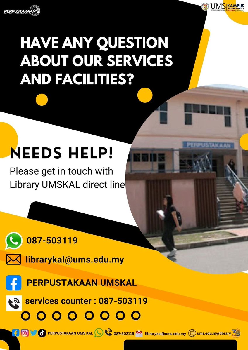 Libkal_UMS's tweet image. Hi, Our Beloved User😘😘😘
Do you have any question about services and facilities we provide. Now... you can contact us via direct line if you need a help🫰