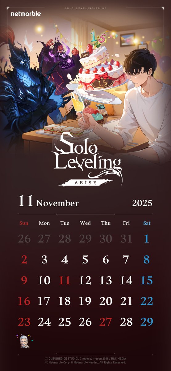 Sololv_ARISE_GL's tweet image. ⁺⊹˚.⋆ #SoloLevelingARISECalendar ⁺⊹˚.⋆

Play Solo Leveling:ARISE in November as well. Enjoy the special moment of the 1.5-Years Anniversary!🎉

#sololevelingARISE #sololeveling
#sololevelinggame #netmarble #onlyilevelup