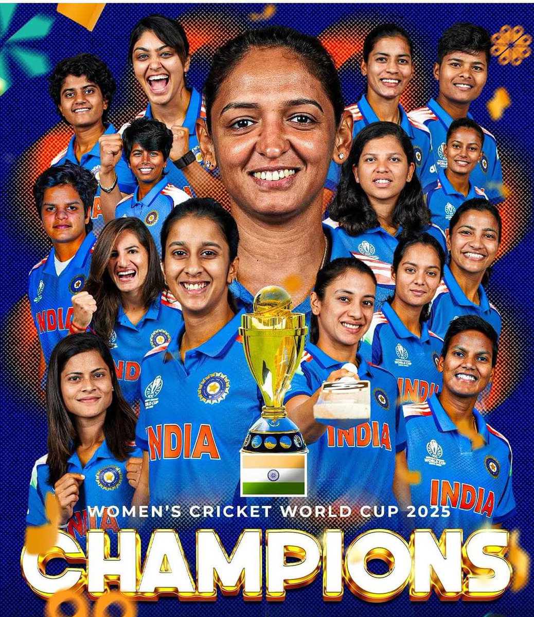 LacharamD's tweet photo. Wel done indian women cricket team 
#Champions  @ICC @cricketworldcup 
@BCCIWomen @BCCI @TheRealPCBMedia https://t.co/kP0BmOxR30