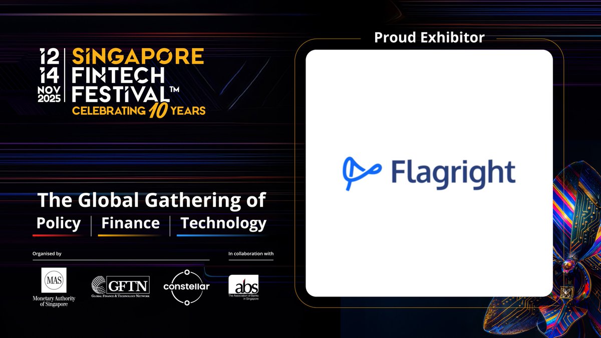 FlagrightHQ's tweet image. 🇸🇬 See you at Singapore FinTech Festival.

✨SFF is one of the world’s most influential fintech gatherings, bringing policy, finance, and technology leaders together to shape what’s next. We’ll be exhibiting and showing how fincrime teams use Flagright to run real‑time…