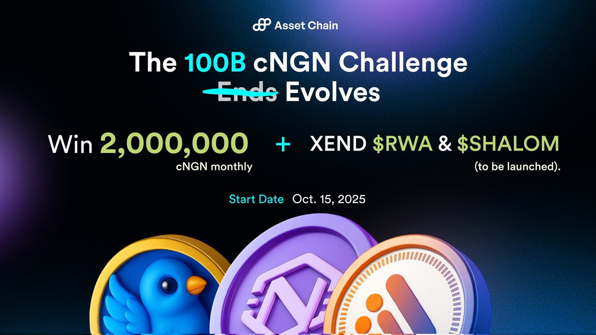 VALTINO_age's tweet image. Innovation never stops on @rwaassetchain. The Mainnet Challenge returns with a massive upgrade started October 15. Traders and Builders can now earn from a 2M cNGN monthly pool while trading and building DeFi protocols, NFT utilities, and RWA tokenization platforms on AIRWA…