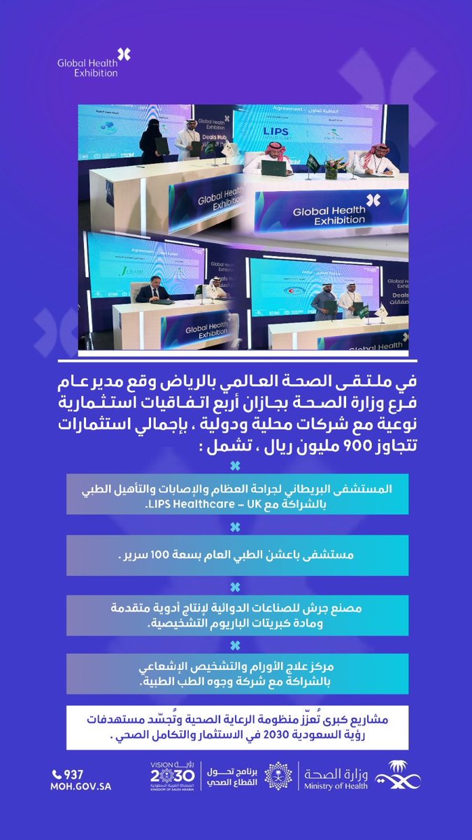 jazanProjects07's tweet image. جازان تواصل مسيرتها نحو التميز الصحي في #ملتقى_الصحة_العالمي بـ #الرياض
حيث وقع فرع وزارة الصحة بـ #جازان أربع اتفاقيات نوعية مع شركات محلية ودولية ، بإجمالي استثمارات تتجاوز 900 مليون ريال لإطلاق مشاريع رائدة تجسد التكامل الصحي وتفتح آفاق الاستثمار في منظومة الرعاية المستقبلية.