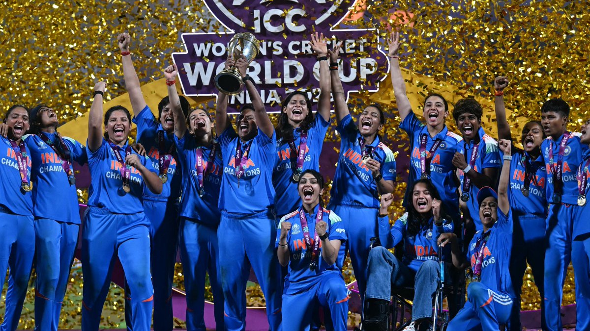 PositionalShare's tweet image. &quot;She believed, she achieved! Congratulations Team India, World Cup winners for the first time!

#AsaramBapuCase #WomensWorldCup2025 #TeamIndia #WomenInBlue #Bihar #INDWvSAW #WWC2025 #WorldChampions #ProudMoment #GEMINIXCHANEL #2YearsWithGolden #TaehyungxTIRTIR #positionalcalls