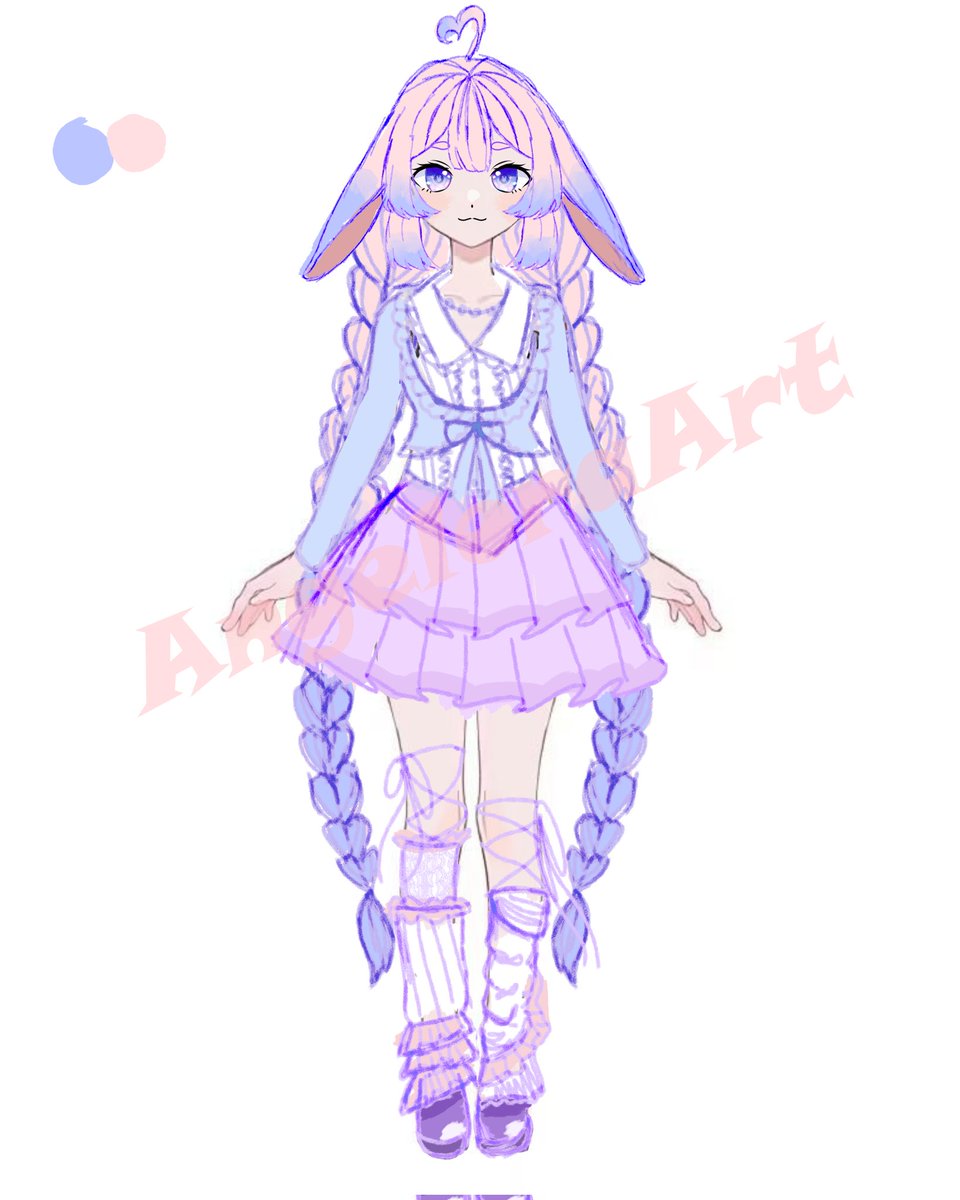 AngEloraVT's tweet image. I updated my design eheh, found out how to draw the beginning of braids and how to make proper downturned bunny ears! I fixed the colors a bit as well! What do yall think of my look?🥰
#art #Vtuber #VtuberEN #ocart #bunny