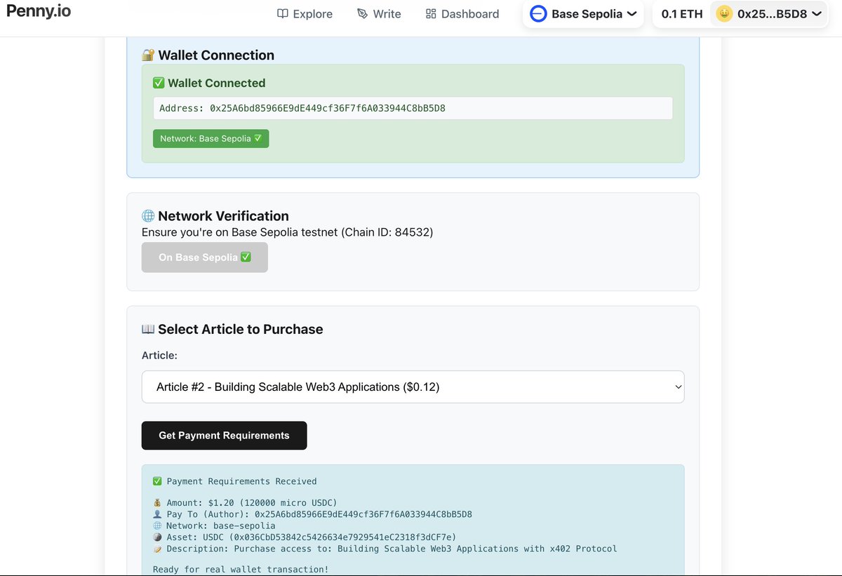 devvinggold's tweet image. Validated x402 payment facilitation on 6 test wallets via x402.org 

Next Step --&amp;gt; Migrate to real provider for main net support.