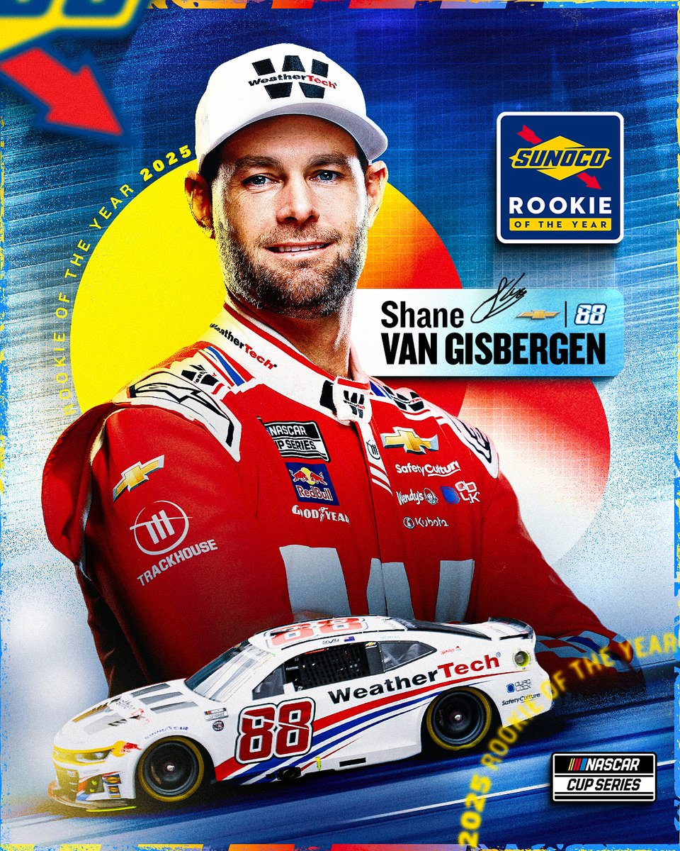 From road courses to ovals, he continues to prove he belongs. 

<a href="/shanevg97/">Shane van Gisbergen</a> wins the 2025 #SunocoRookie of the Year in the NASCAR Cup Series!