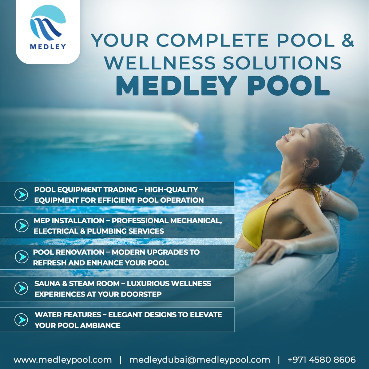 Medleypool22258's tweet image. Transform your swimming pool and wellness spaces with Medley Pool, your trusted partner for premium solutions. 
📷 medleypool.com

#MedleyPool #PoolSolutions #PoolRenovation #SaunaAndSteam #WaterFeatures #MEPInstallation #PoolEquipment #LuxuryPools #WellnessSpaces