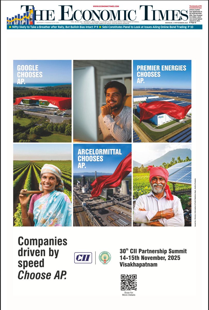 naralokesh's tweet image. Companies inspired by purpose choose AP.
Companies powered by talent choose AP.
Companies driven by speed choose AP.

Join us at the CII Partnership Summit on 14–15 November in #Vizag - #ChooseAP!
@FollowCII