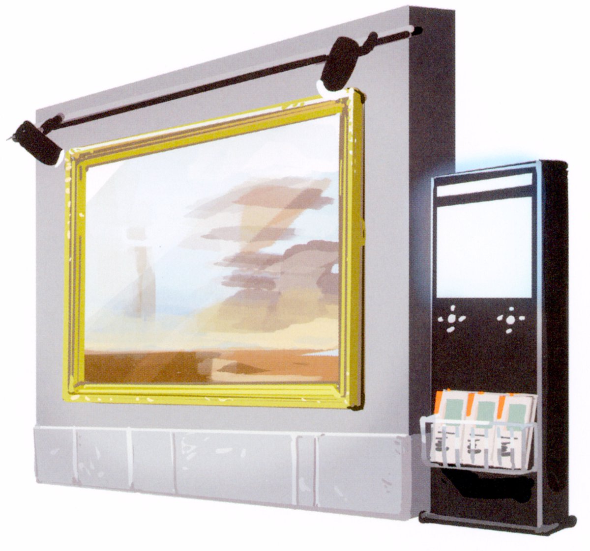 Pokémon Legends: Z-A Concept Art - Art Gallery Painting &amp; Kiosk, Initial Concept

artofpkm.com/catalogs/471