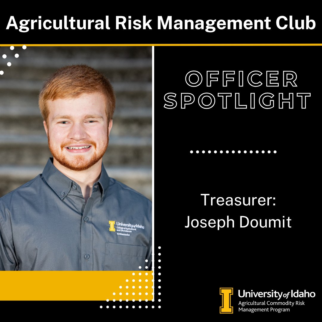 Officer Spotlight: Meet Joseph Doumit!

Joseph is a junior majoring in Animal Science: Business Option and Agricultural Economics and serves as the Treasurer for the Agricultural Risk Management Club.

Read more about his role with the ARM Club on our other social media pages!