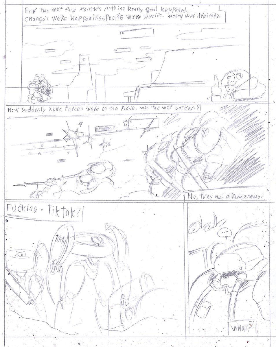 Late night comic sketch.