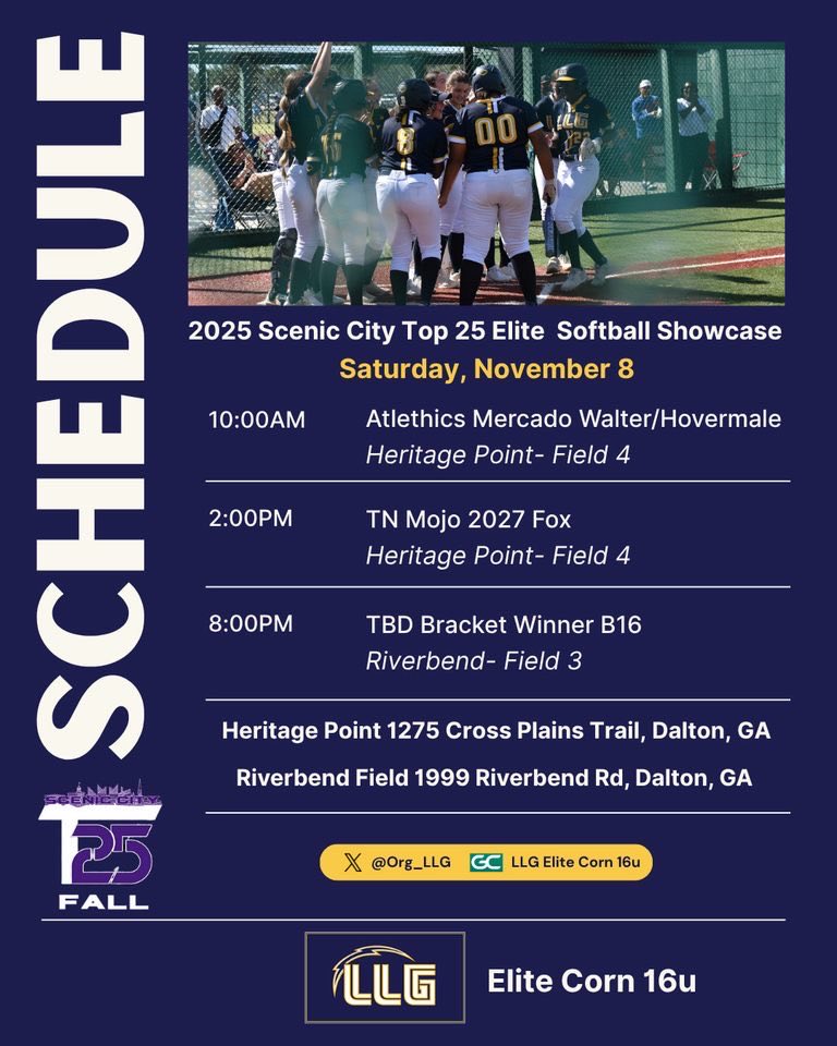 Can’t wait for this upcoming weekend in Dalton at Top 25! Come check us out! #ILEAP <a href="/Org_LLG/">Lady Lightning Gold Org Account</a> <a href="/LLGELITE/">LLG Elite Corn 16u</a> <a href="/sophwools/">Sophie Wools</a> <a href="/VTechSBcoach/">Pete</a> <a href="/michaellew10/">Mike Lewis</a> <a href="/jjpower19/">Joshua Johnson, PhD</a> <a href="/Coach_Jo4444/">Joanna Hardin</a> <a href="/CoachLaurenKarn/">Lauren Karn</a> <a href="/CoachBallMalone/">Cindy Ball-Malone</a> <a href="/noahbsanders/">Noah Sanders</a> <a href="/DarrenMueller7/">Darren Mueller</a> <a href="/GO1616/">Gerice Olson</a>