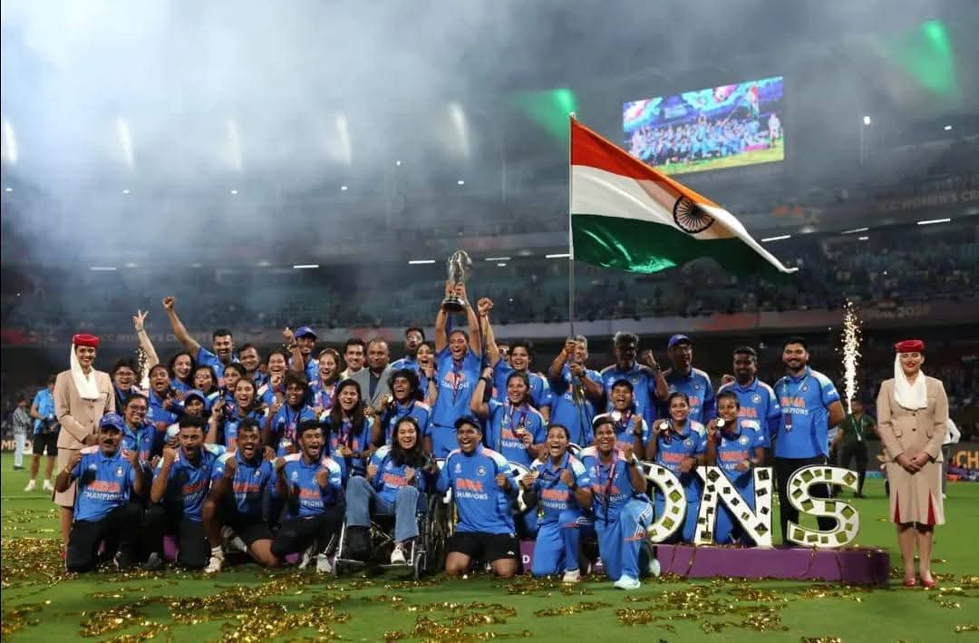SivanandaReddy's tweet photo. They dreamed, they fought, they conquered! History Created! Our Women in Blue conquer the world! Proud moment for every indian 💥

Indian Women's Team are now the New World Champions!🇮🇳🏆#ICCWomensWorldCupChampions2025 #TeamIndia #Champions https://t.co/Xqm8BQloRT