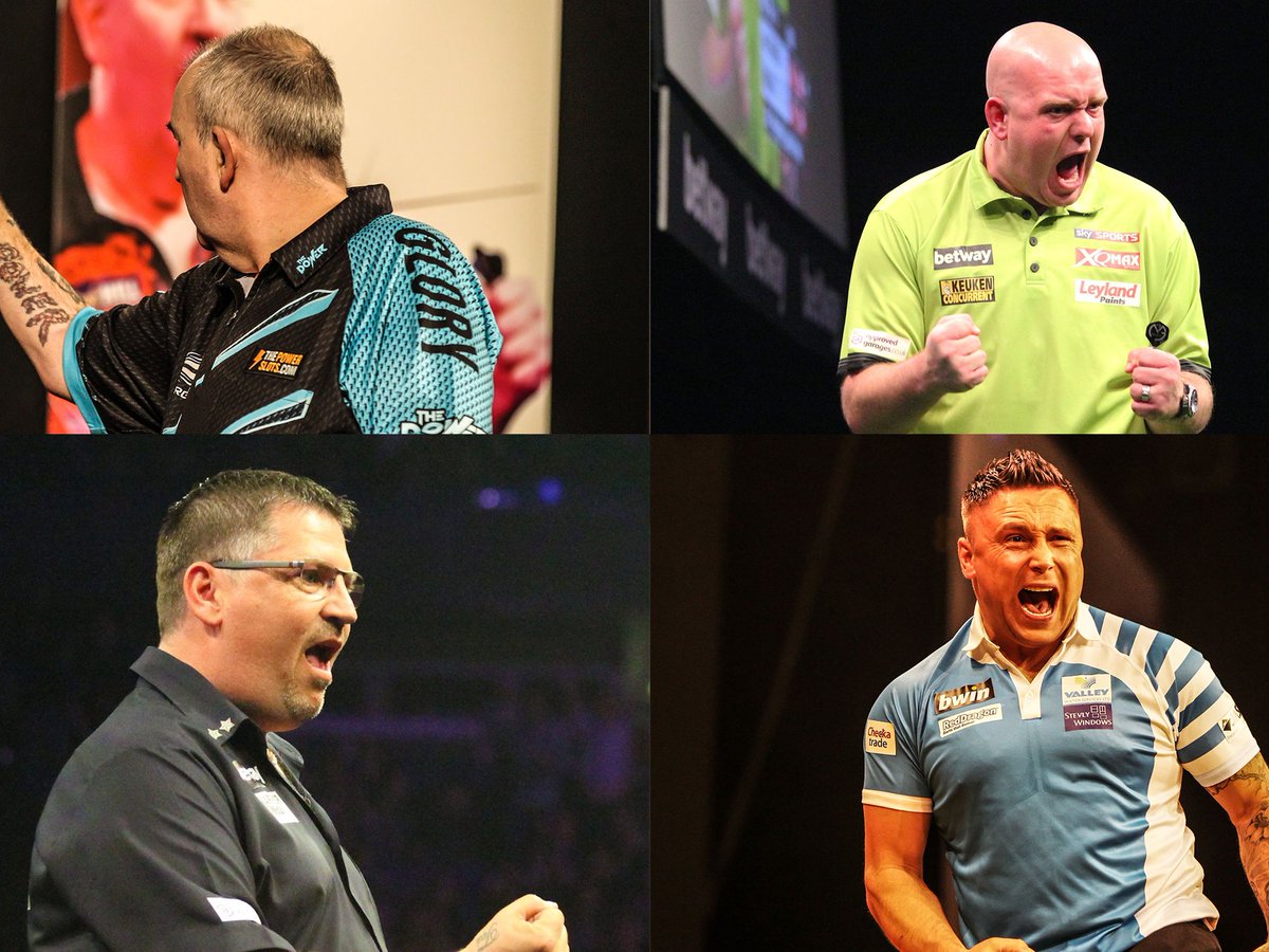 Most 100+ averages at the Grand Slam of Darts:

⚡️ Taylor 45 
🟩 MvG 44
🏴󠁧󠁢󠁳󠁣󠁴󠁿 Anderson 35 
🧊 Price 17 
🐂 M.Smith 16
🤖 Wade 16

*Littler is 7 from 7