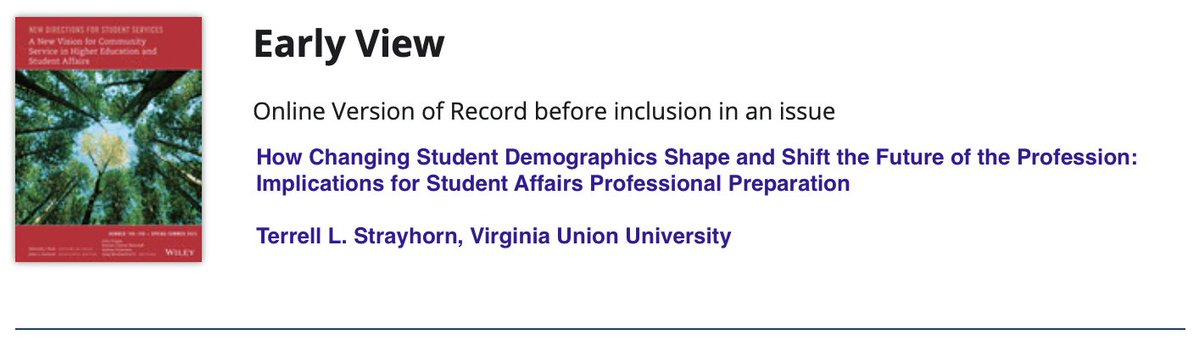 The "typical" college student doesn't exist anymore—and our profession needs to catch up.

My new article in #NewDirections breaks down how changing demographics demand we reimagine student affairs #SAPro preparation.

👉🏼 onlinelibrary.wiley.com/doi/10.1002/ss…