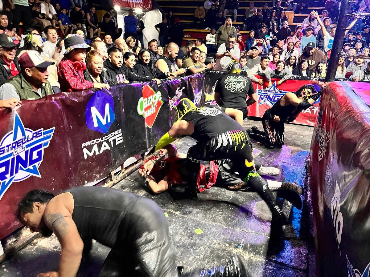 LaTijeraLucha's tweet image. En una tremenda batalla, sin cuartel, en una guerra de seis guerreros, hay un empate que declara el referee #Chilaquil luego de un faul y que le quitan la máscara, hay empate entre el banda de #ToritoNegroJr, #ToroNegro y #Quetzalcoatl ante #Tiago, #Galio y #LobitoIII, quien...