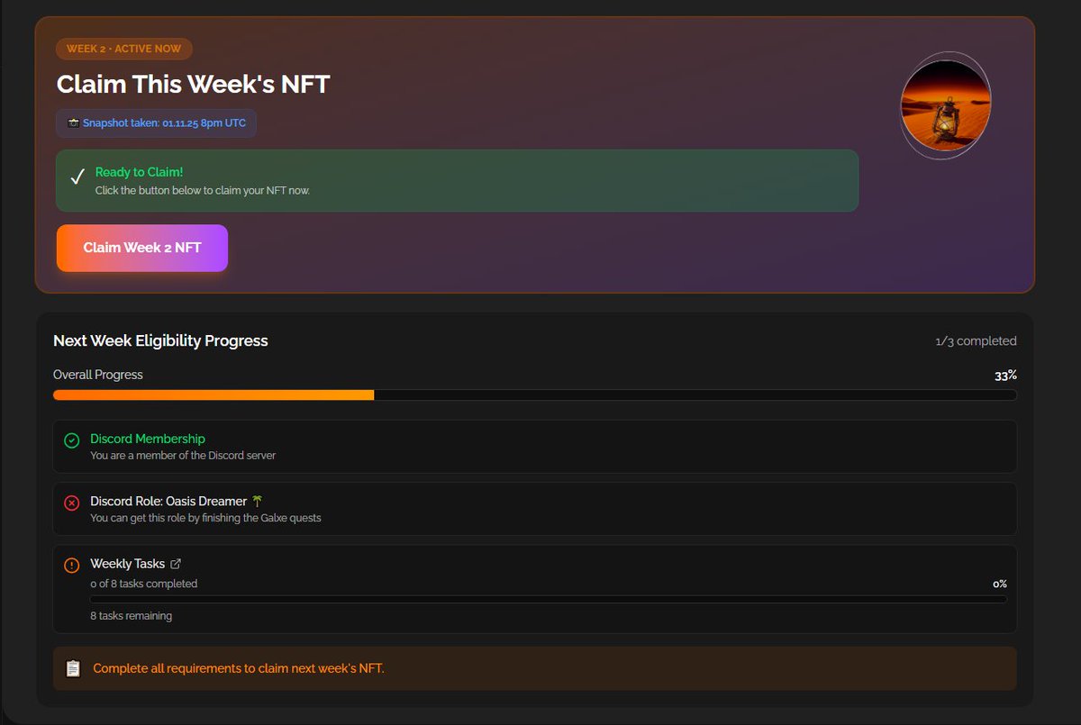 OP_net tuần 3
Làm nv Glaxe để lấy role
Oasis Dreamer 🌴
app.galxe.com/quest/WDKbxYka…
Đáp án:  B C D C B A D B A C
- Làm nv portal để mint nft tuần 3
Link: opnet.org/dashboard?r=7r…
<a href="/opnetbtc/">OP_NET</a> #OasisDreamer 🌴