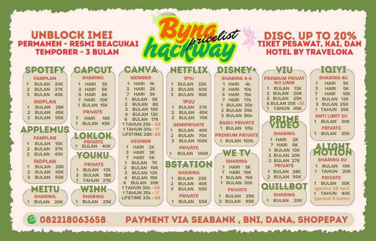 app premium || unblock imei || promo tiket tweet media