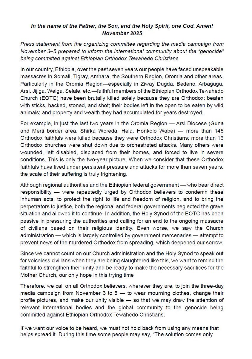 UniqueMoveon's tweet image. Ethiopian Orthodox Christians are facing serious and documented religious-based persecution. We respectfully request attention and accurate coverage. #FaithOverFear #PowerOfPrayer #ChristOurHope #FaithfulTogether #EOTC_UnderAttack #OrthodoxTewahedo_UnderAttack