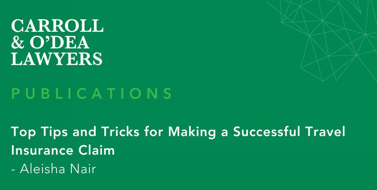 carrollodea's tweet image. Travel insurance is a vital safeguard against unforeseen events such as medical emergencies and lost luggage. Carroll &amp;amp; O’Dea Lawyers’ Aleisha Nair shares some tips and tricks to improve your prospects of a successful travel insurance claim: 

buff.ly/O1QP3oc