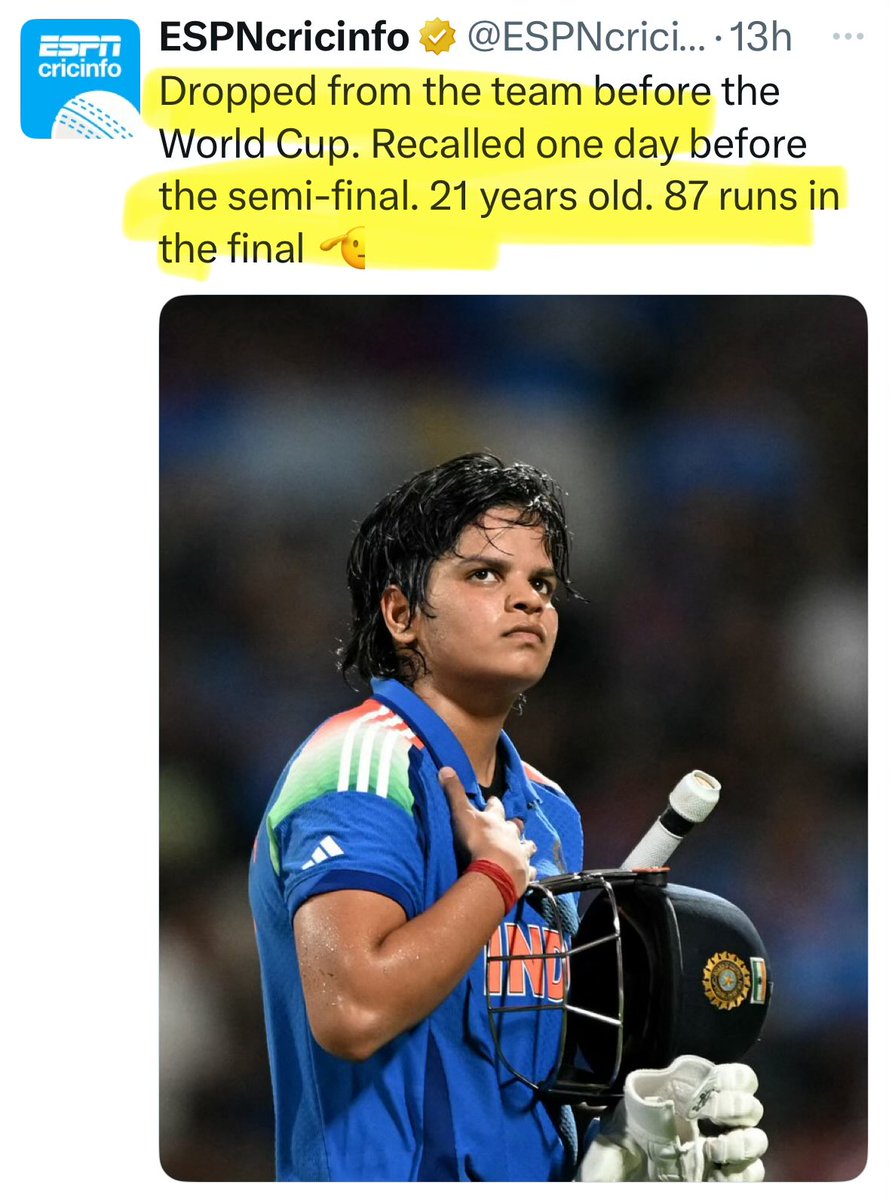 BesuraTaansane's tweet image. 100% Big Match Player @TheShafaliVerma 🔥