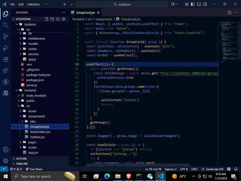 PremMaurya723's tweet image. New UX polish: groups you’ve joined now stay “Joined” on the Find Groups page—no dup clicks, no confusion.
Memberships are fetched on load, mapped to a Set, and buttons render disabled for existing members. 🚀 #BuildInPublic #MERN #StudySync