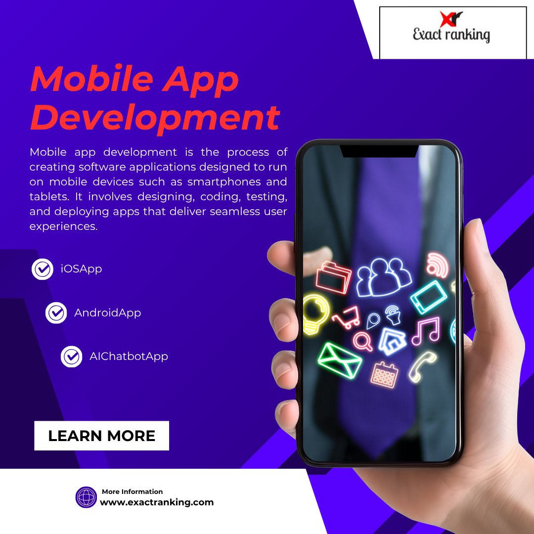 Shishpa62195843's tweet image. #Mobile app development is the process of creating innovative, user-friendly applications that run seamlessly on smartphones and tablets.
Please visit us- exactranking.com
#MobileAppDevelopment #AndroidApp #CustomAppDevelopment #MobileSolutions #AIChatbotApp #ExactRanking