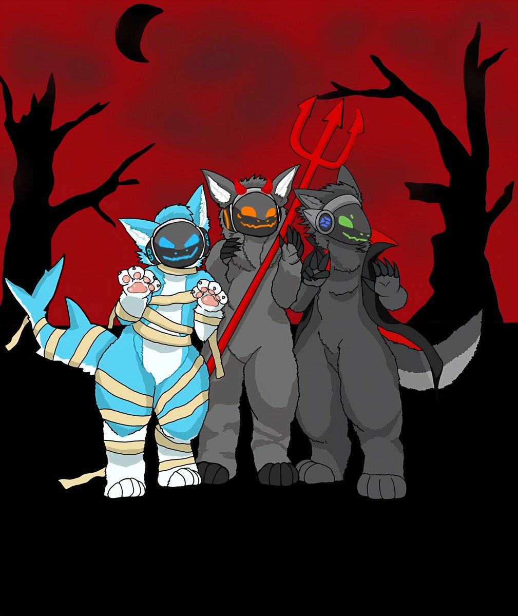 프로토젠 할로윈 커미션
🎨: <a href="/Ava_protogen/">Ava</a> 
💙🤕: <a href="/Unknown_1251/">유진 🔜 10코믹월드</a>
🩶😈: me
🖤🧛‍♂️: <a href="/deltafish32/">디테일 / DETAIL 🕯️</a> 

너무 멋지게 그려주셔서 감사합니다!
(Thank you so much for drawing it so beautifully!)